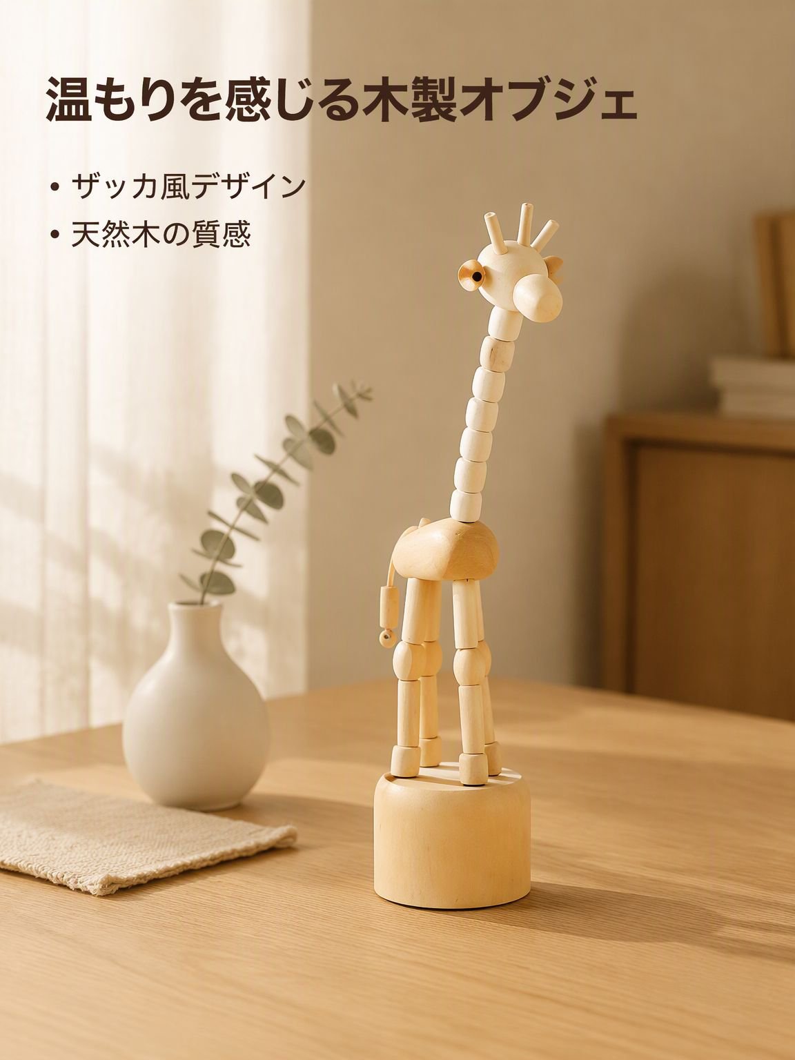 デスク用可動動物パペット 木製インテリア
