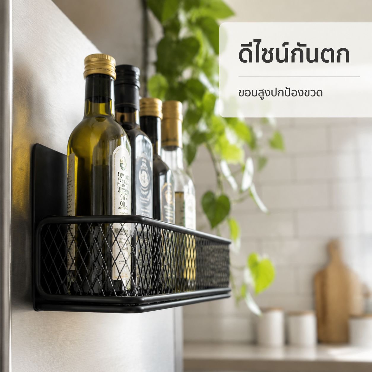 ชั้นวางของในครัวแบบแม่เหล็ก ไม่ต้องเจาะผนัง