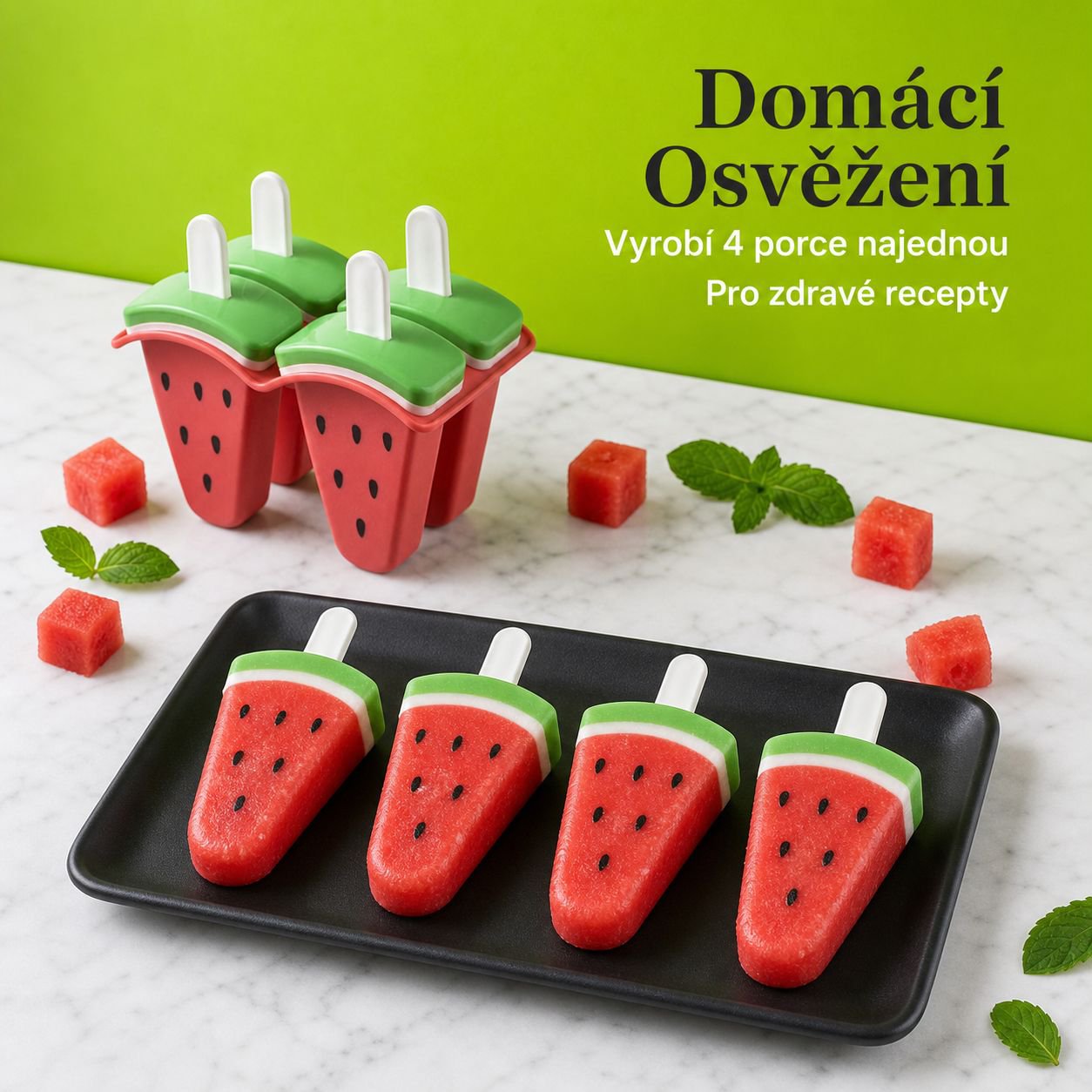 Čtyřdílná forma na nanuky s víkem, domácí použití