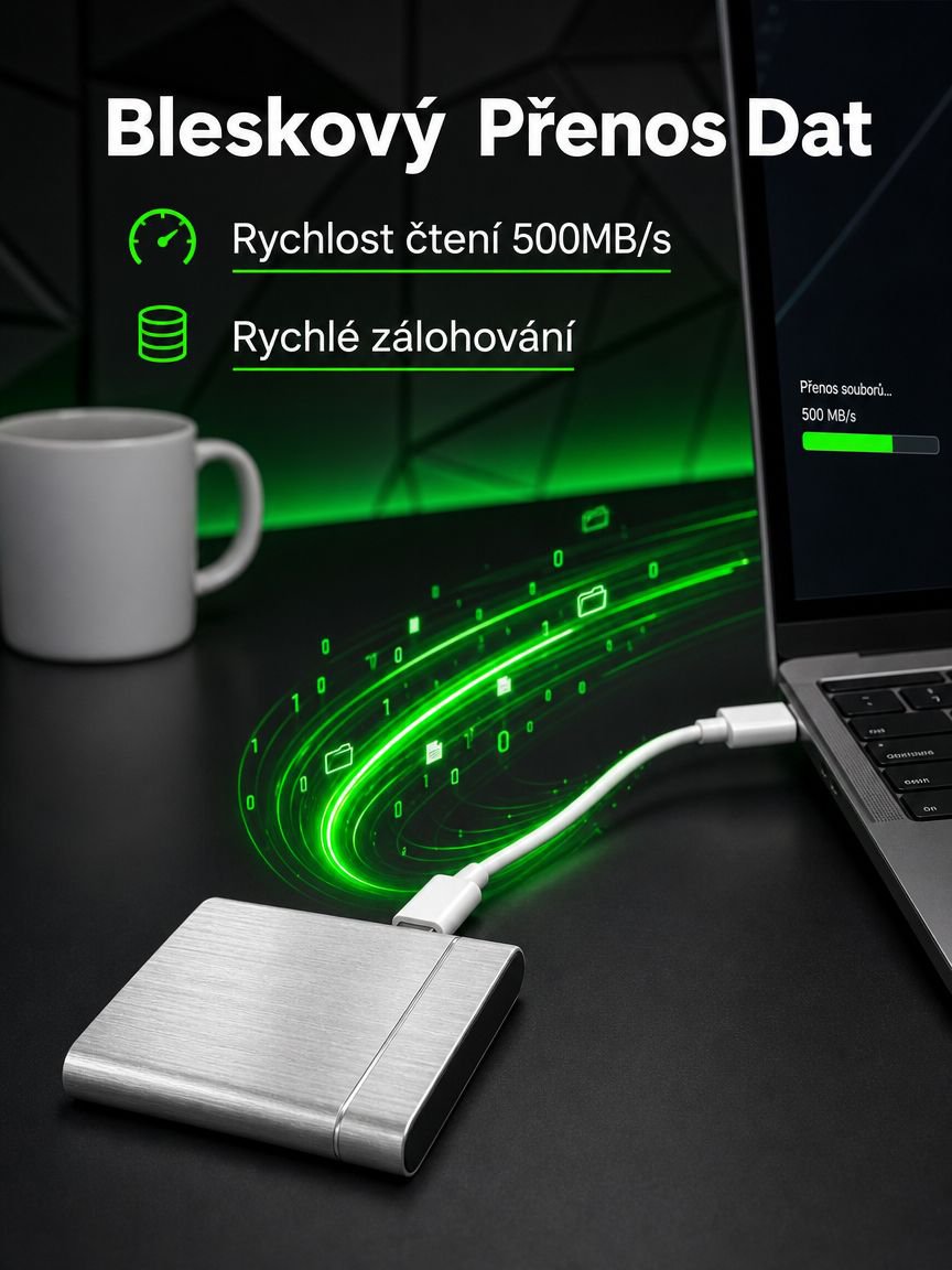 Lehký a rychlý přenosný SSD disk