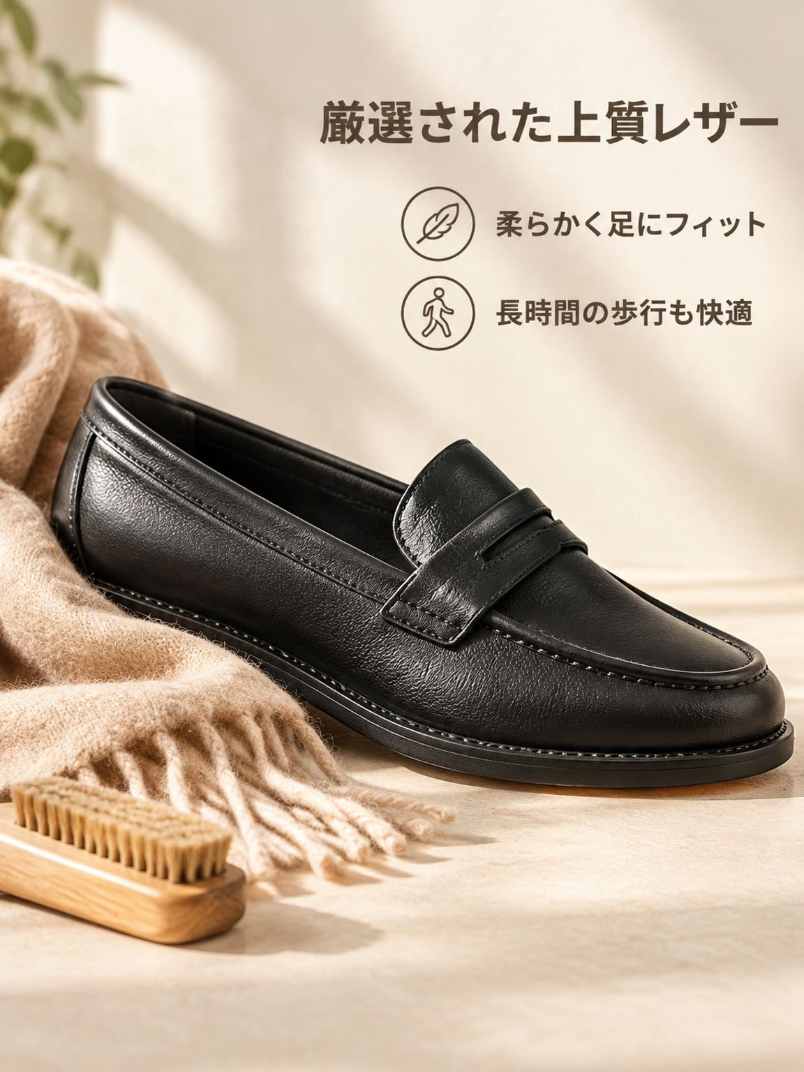 秋用ブラックカラー英国風レザーシューズ