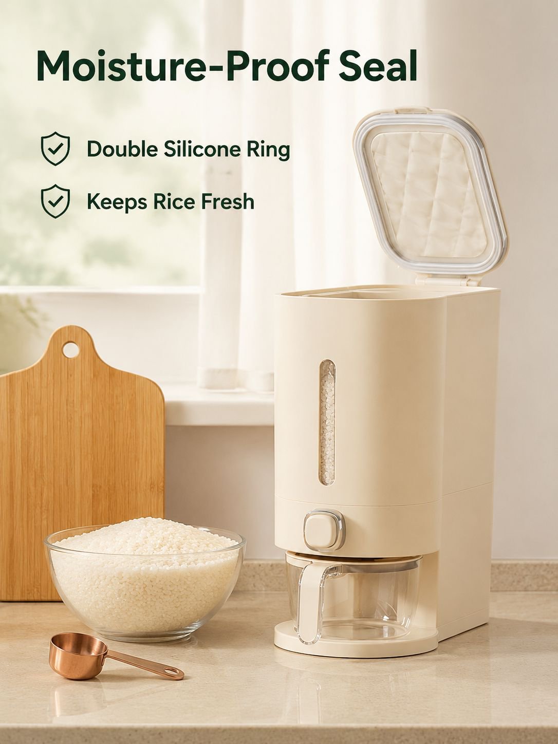 Press-down moisture-proof rice box