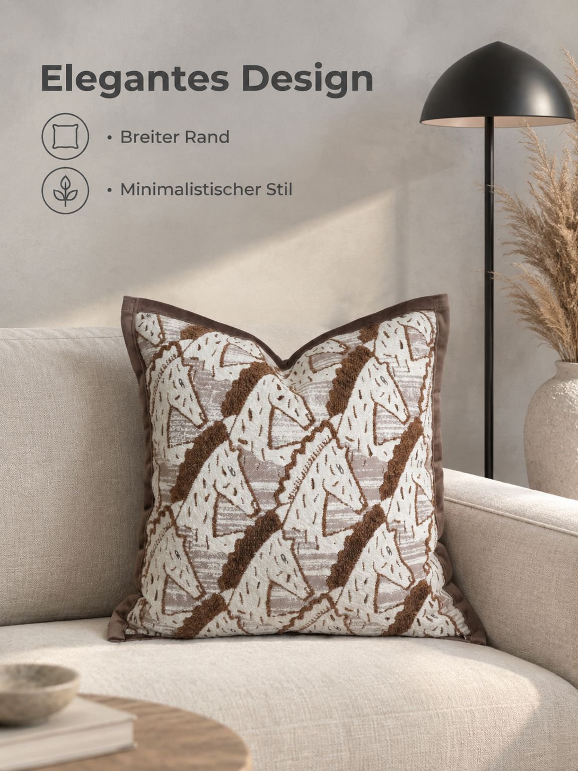Brauner Dekokissenbezug mit eleganter Jacquard Struktur