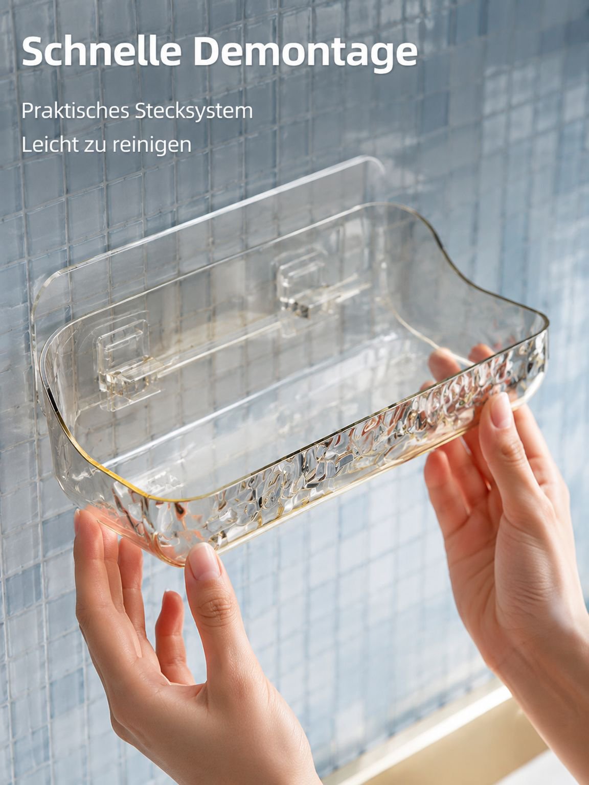 Minimalistisches transparentes Regal für die Badezimmerwand