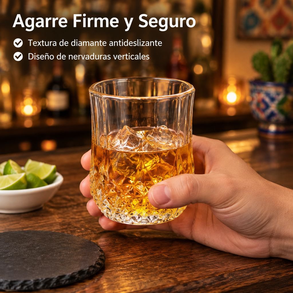 Vaso de Vidrio para Whisky y Cerveza Diseño Diamante para Bar KTV