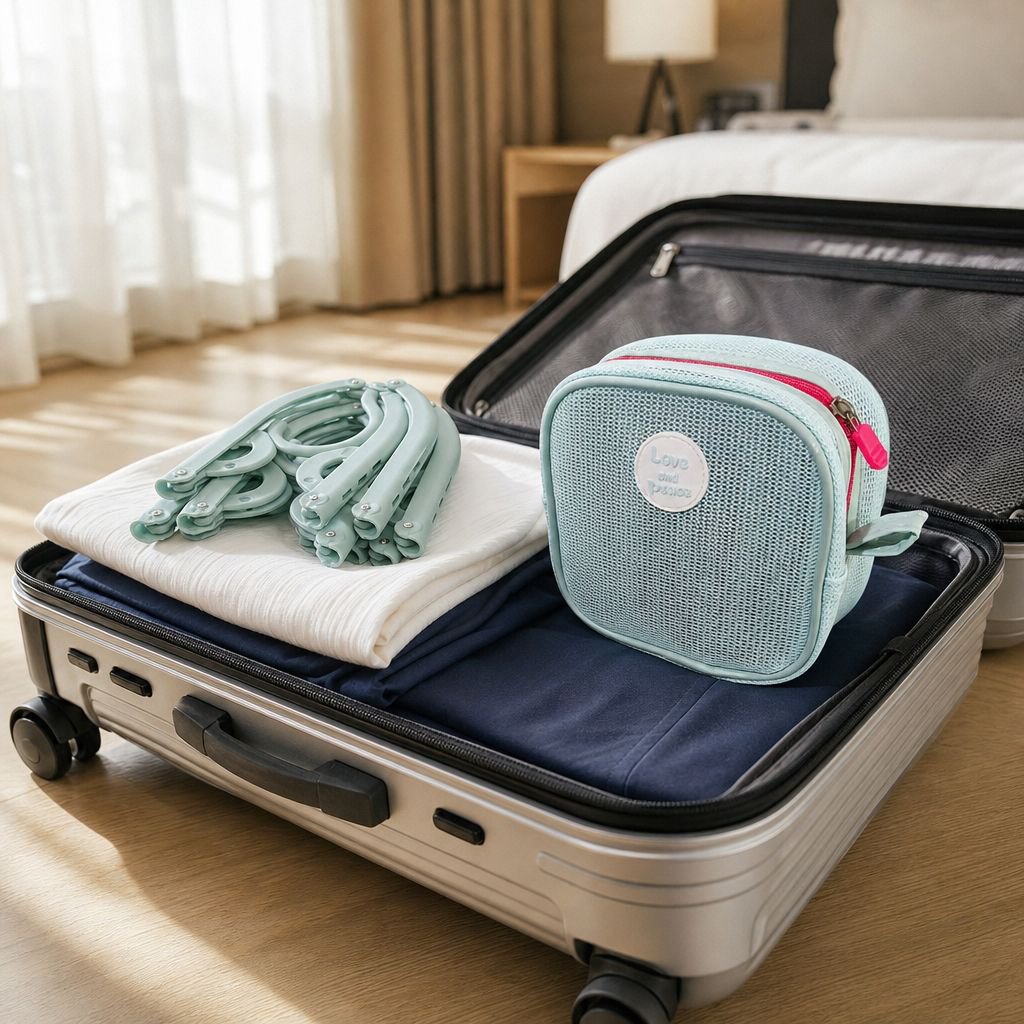 Hot-selling travel folding clothes rack with storage bag, portable travel clothes rack for business 