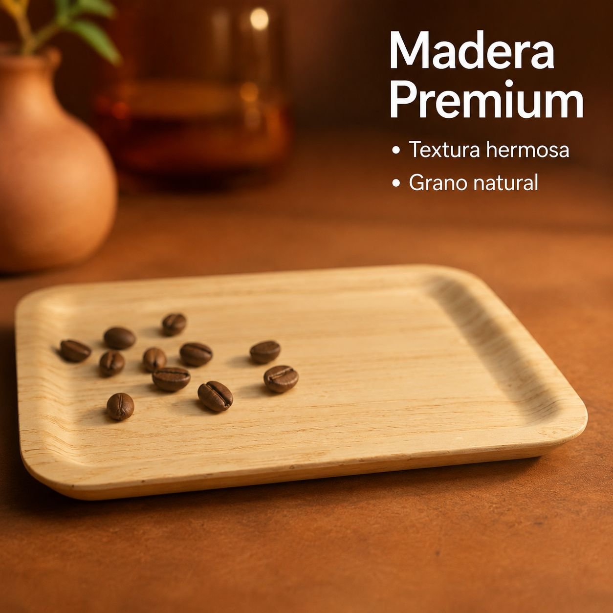 Bandeja rectangular de madera para panadería
