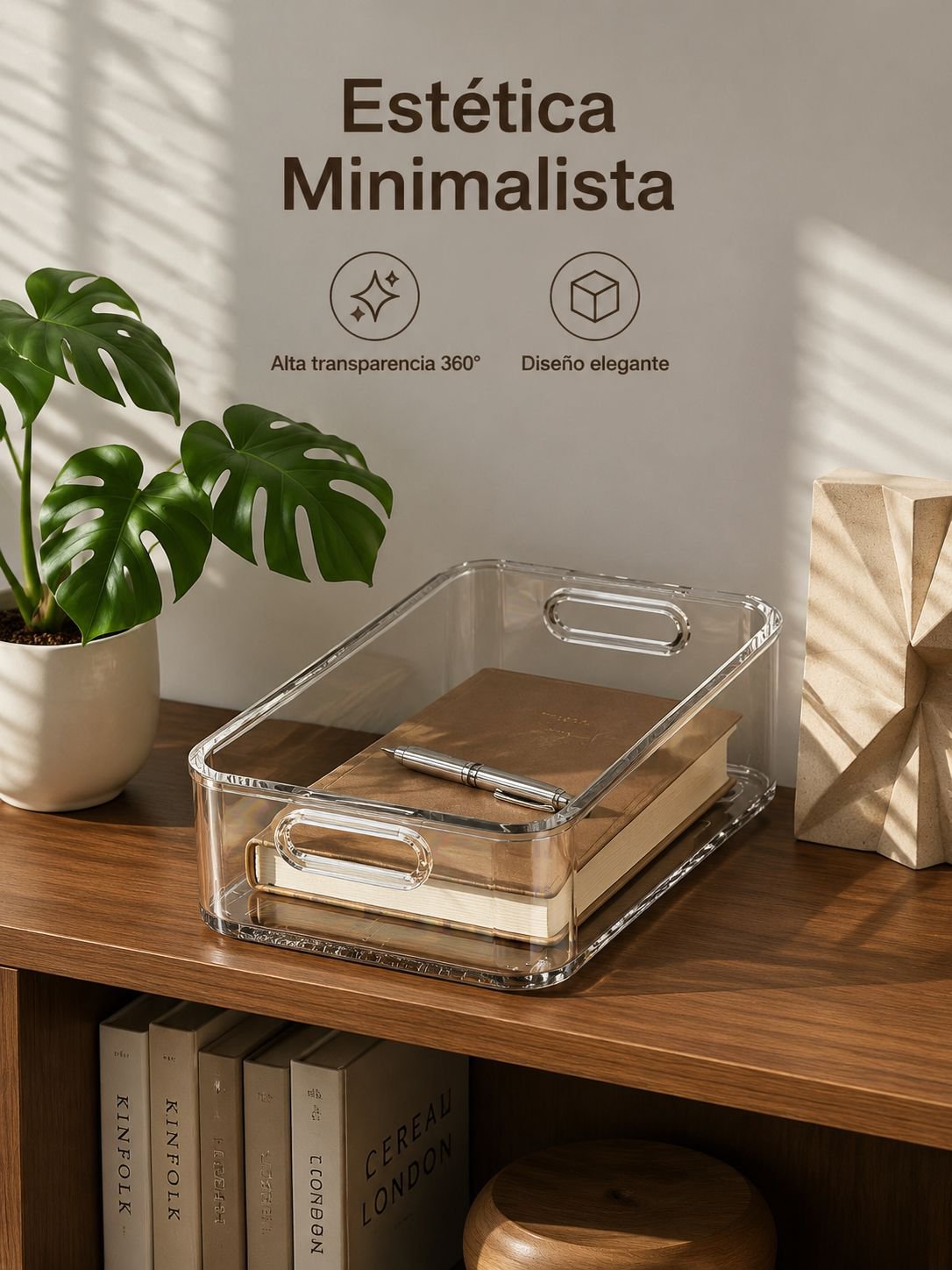 Caja organizadora mediana de acrílico transparente