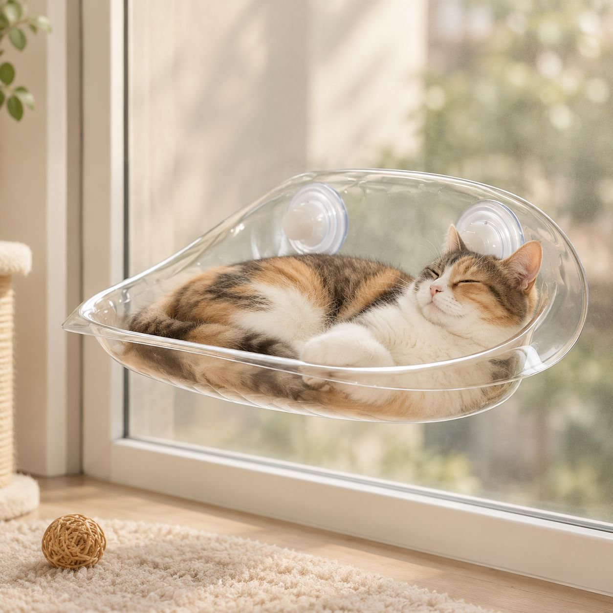 透明タイプ壁掛け式猫用ハンモック