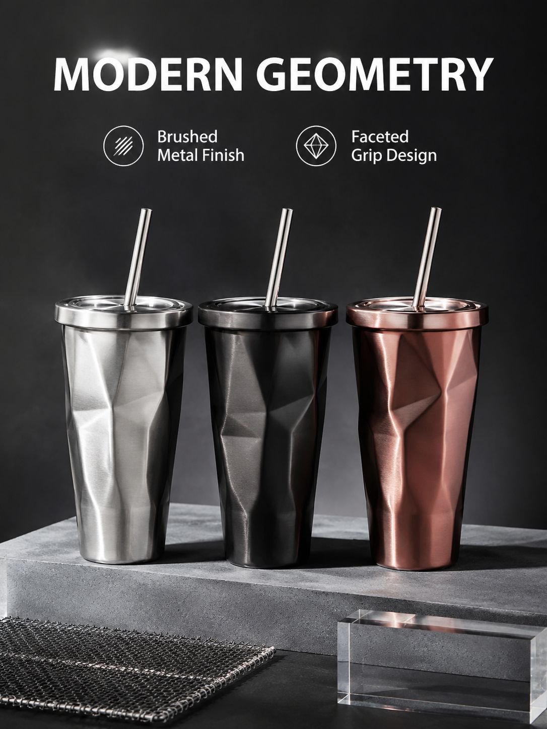 Portable Stainless Steel Straw Tumbler