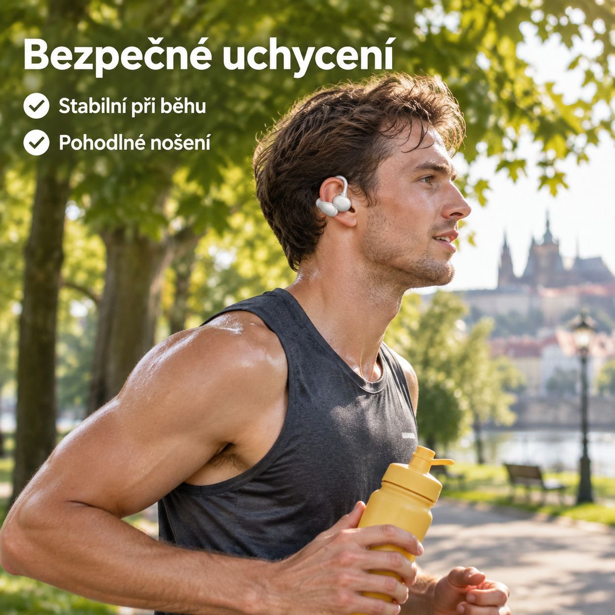 Sportovní Bluetooth sluchátka s klipem na uši, potlačením hluku a kostním vedením