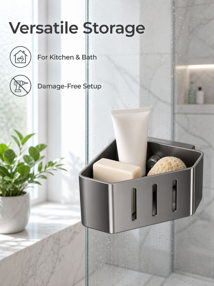 Kitchen Sink Suction Drain Storage Rack, Wall-mounted Cloth & Sponge Organizer