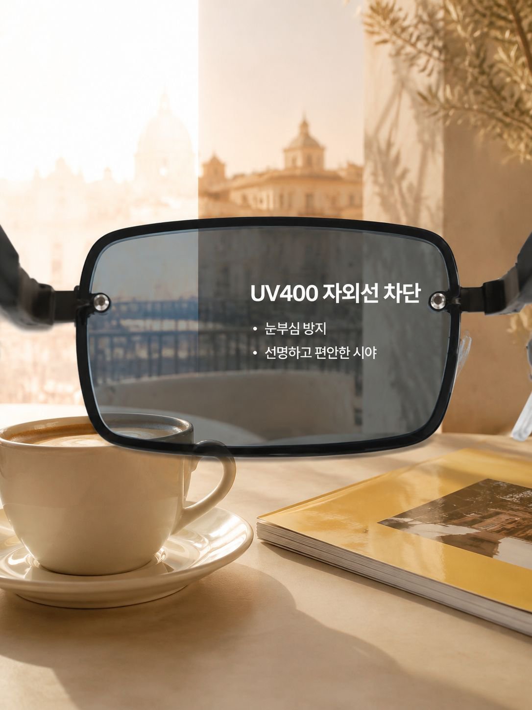 레트로 메탈 하프프레임 그라데이션 선글라스