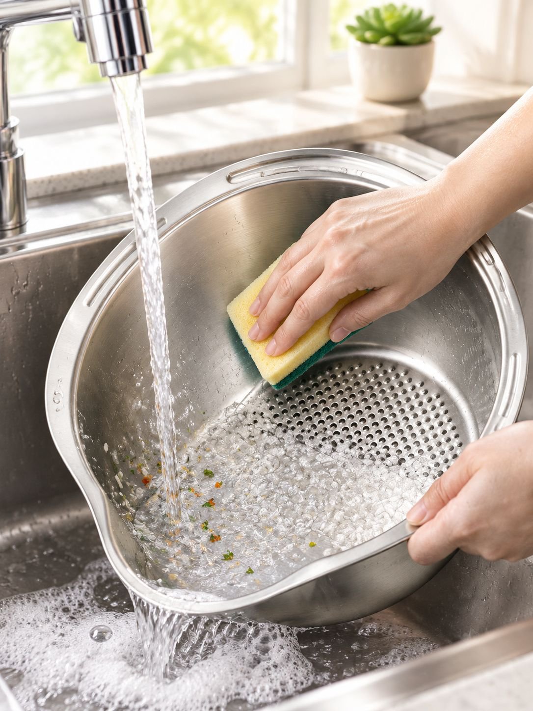 Durable wash basin with water drainage design for home kitchens