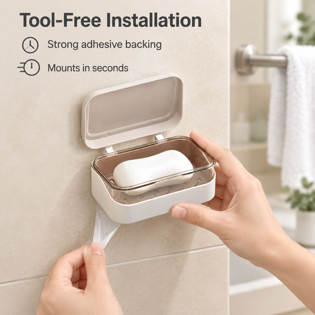 Sturdy and stylish soap container in flip design