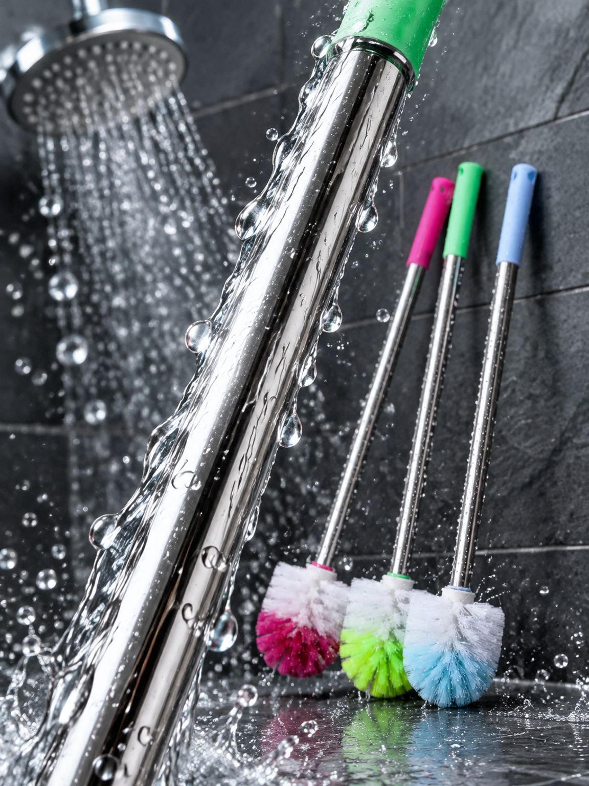 Brosse WC longue en acier inoxydable