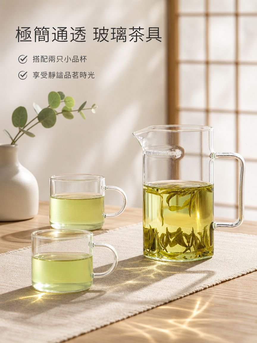 厚玻璃茶濾分茶壺綠茶茶具