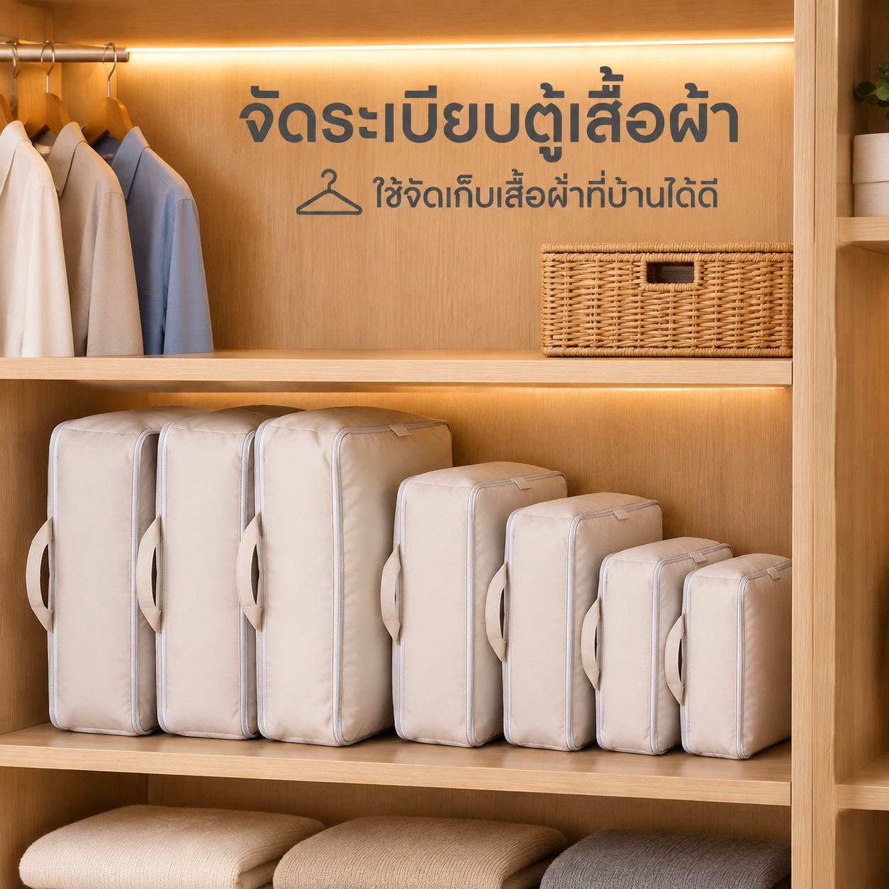 ชุดกระเป๋าเก็บเสื้อผ้าสำหรับเดินทางแบบบีบอัดได้ (แพ็ก 6 ชิ้น)