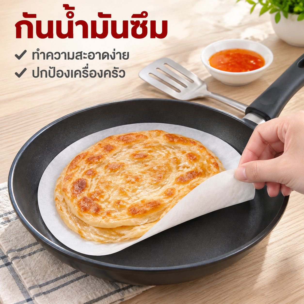 กระดาษรองนึ่งซาลาเปา กันติด สำหรับอบขนม