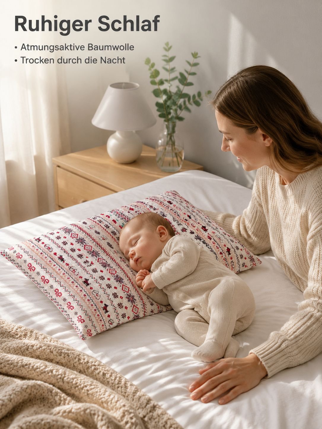 Kissenhülle aus weichem, doppellagigem, gewaschenem Baumwollstoff für Babys und Mütter, Klasse A, Pa