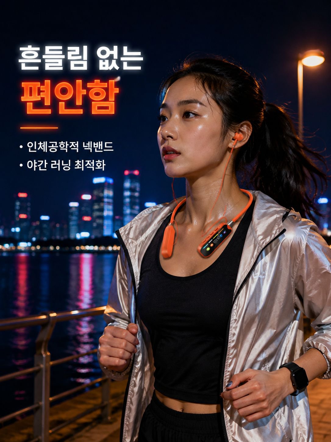풀 미러 스크린 디스플레이 넥밴드 블루투스 이어폰, 스포츠 노이즈 캔슬링, 초장시간 사용