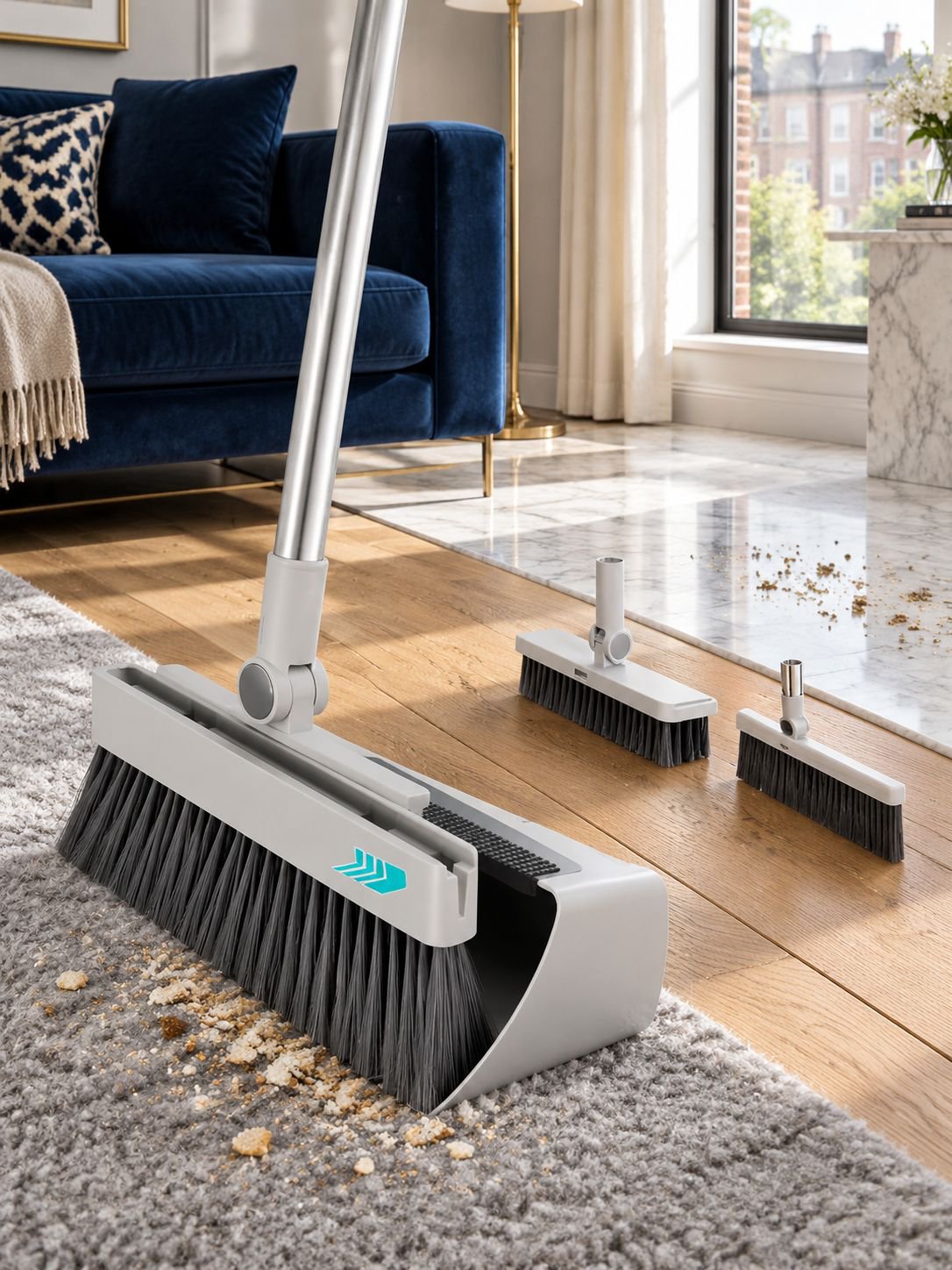 Dustpan with rubber lip for seamless debris collection