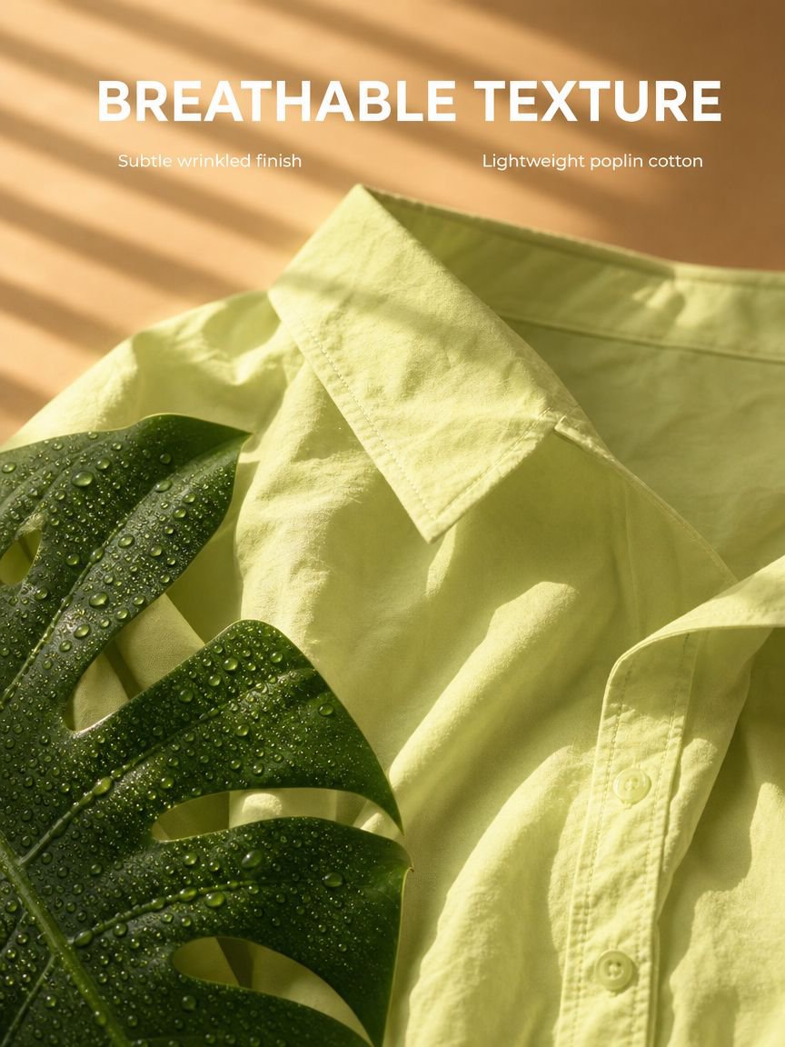 Summer Dopamine Style Green Short-Sleeved Shirt for Women, Sweet and Youthful Design