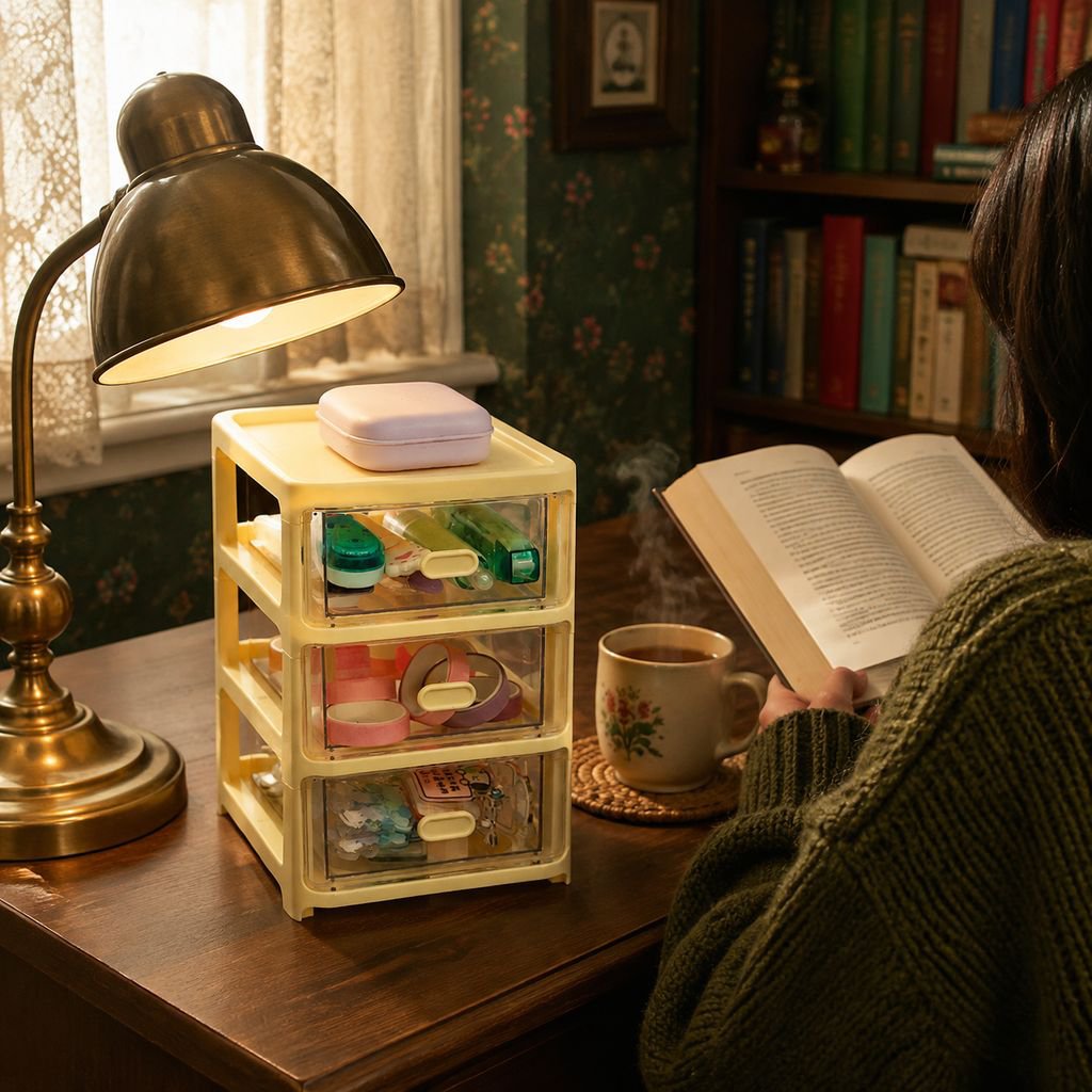 Large capacity cute desktop organizer with drawers for office and home