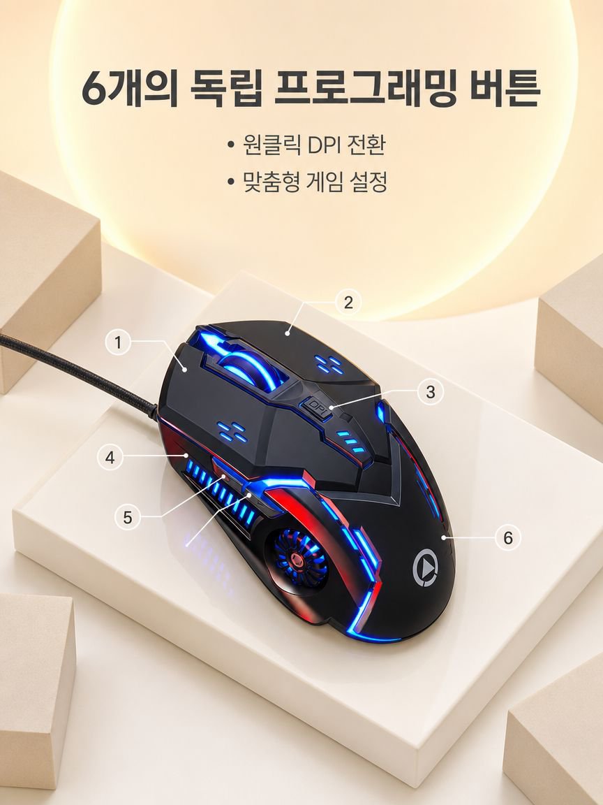 고급스러운 디자인의 유선 기계식 마우스