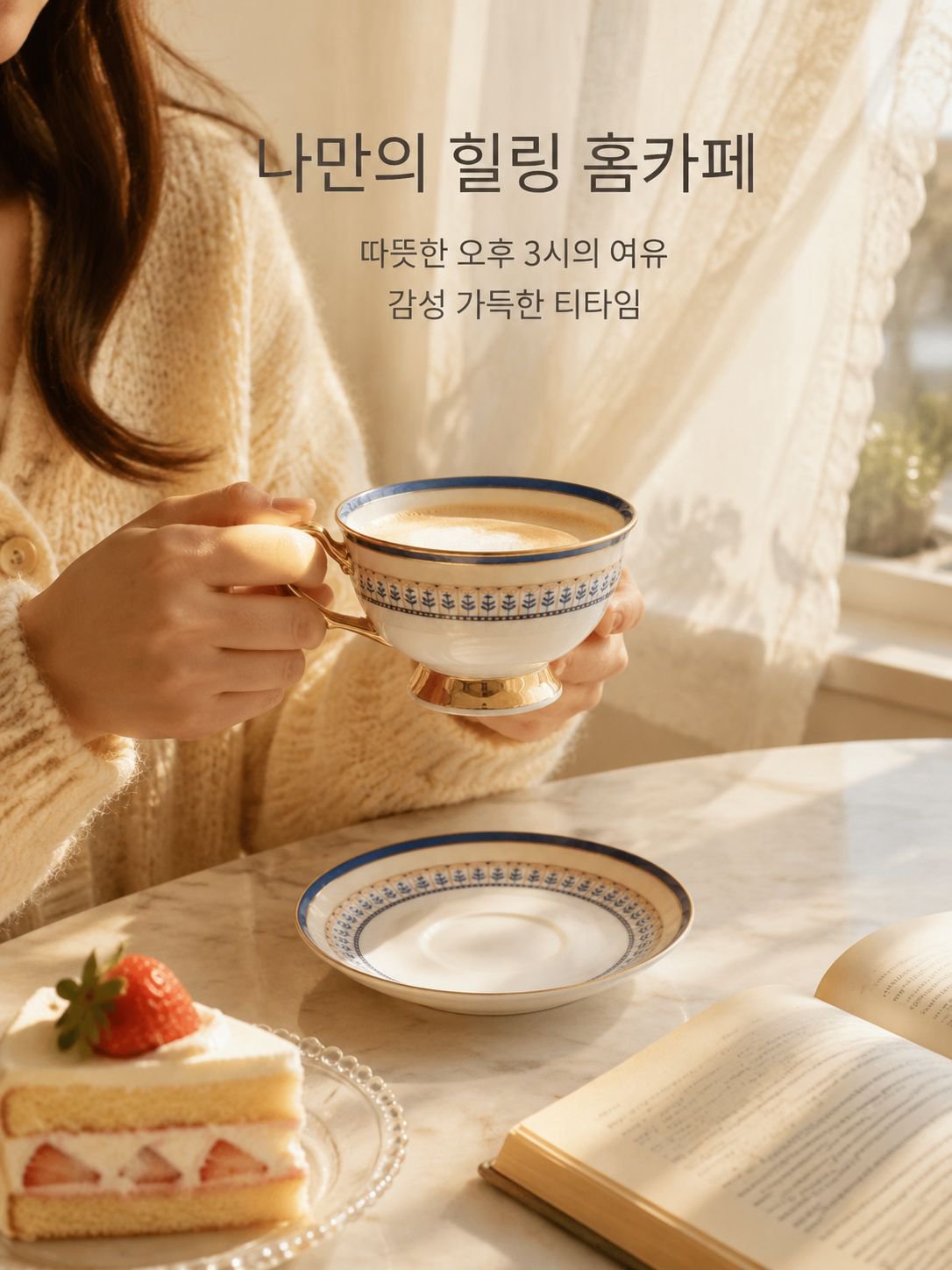 고급 골드라인 본차이나 컵과 소서 세트