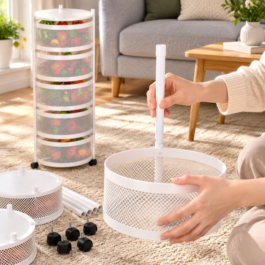Space-saving shelving unit keeping office supplies organized