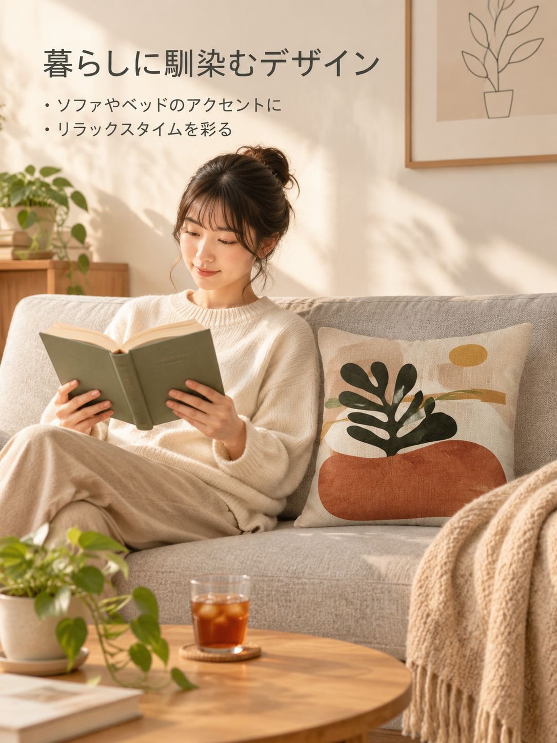 抽象的な幾何学模様の枕カバー