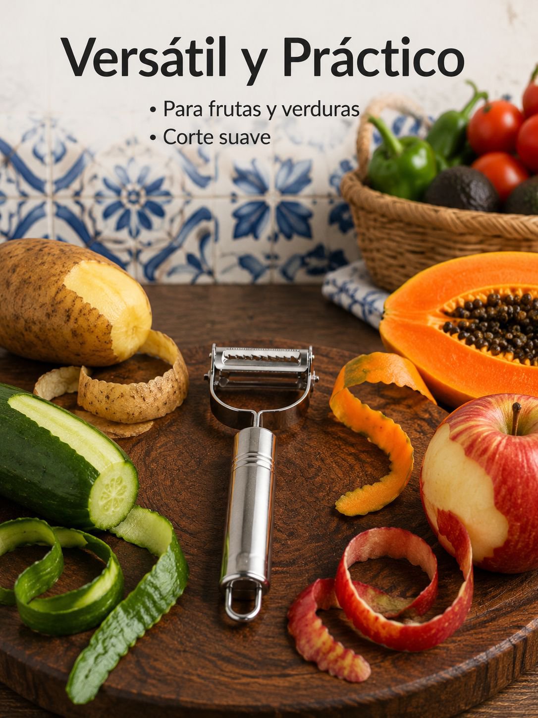Utensilios de cocina de acero inoxidable para salas de estar y hogares - Pelador de frutas