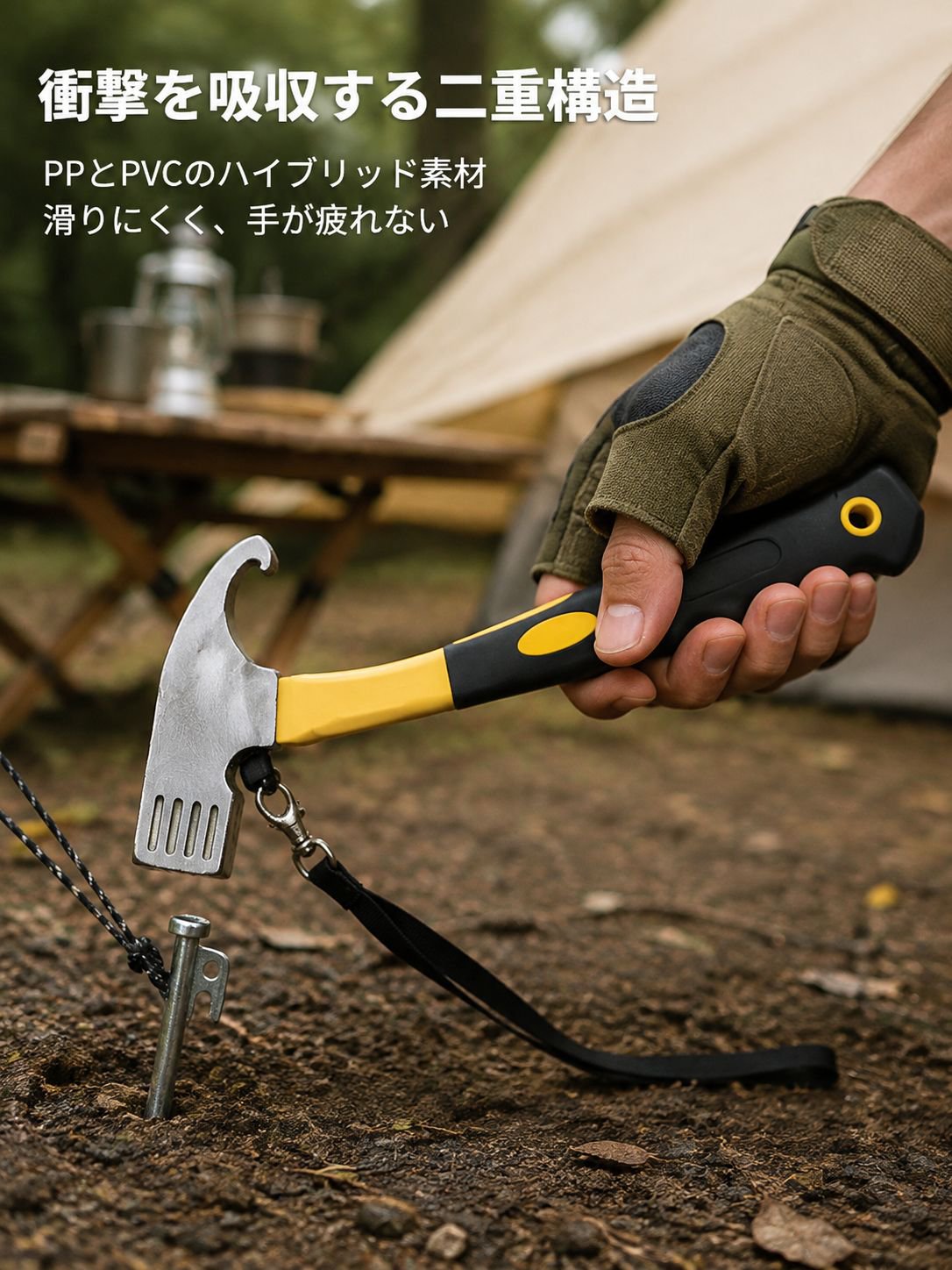 ペグ抜きに使える多機能ハンマーの詳細