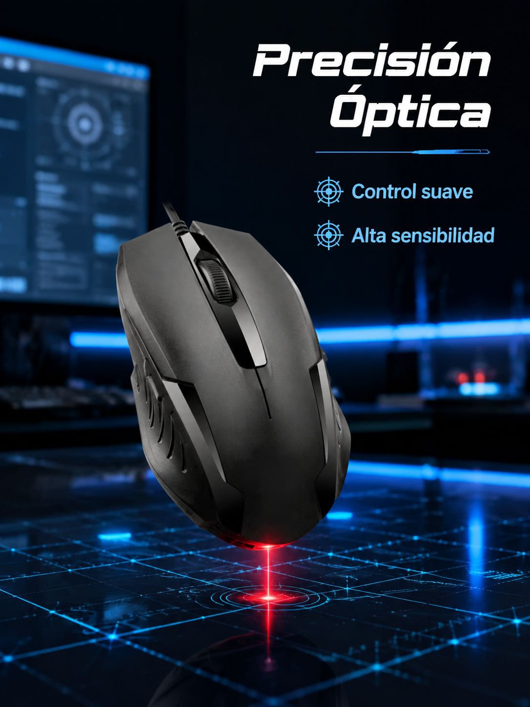 Ratón óptico con cable, perfecto para portátiles y ordenadores de escritorio