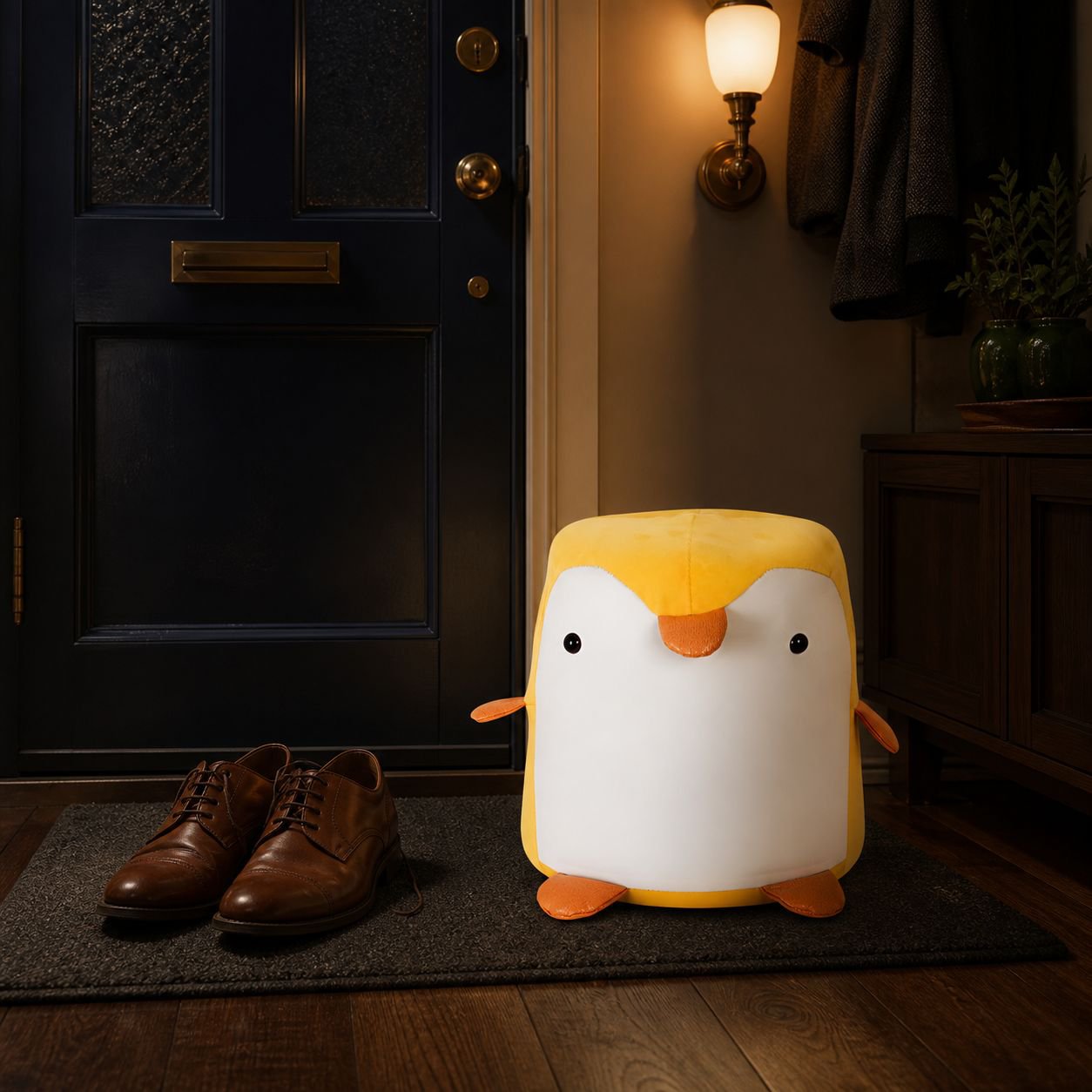 Penguin Poop Shaped Solid Wood Door Stool