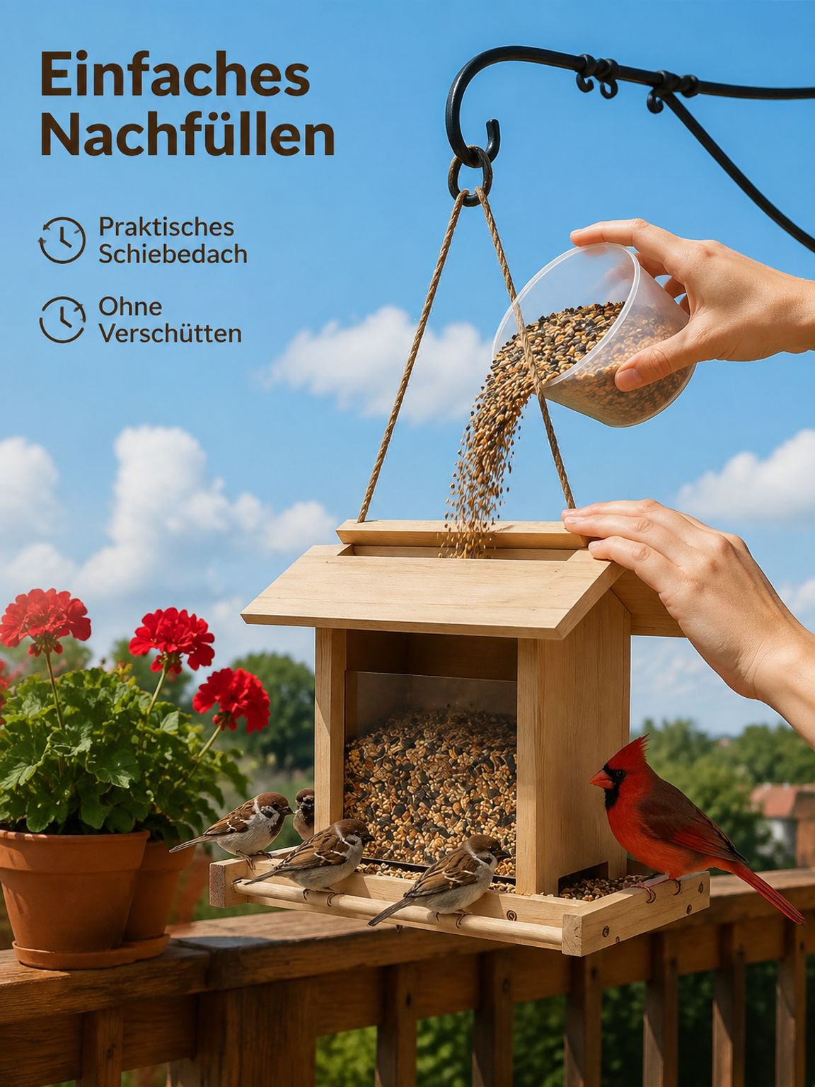 Neues Vogelhäuschen aus Holz, hängender Schmuck aus Kiefernholz, im Villenstil, Kunsthandwerk für de
