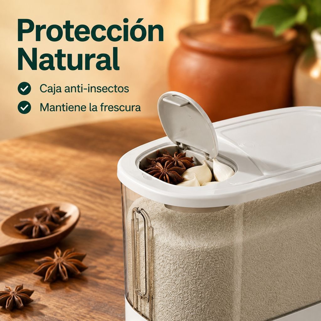 Contenedor Plástico Hermético para Arroz Granos y Harina