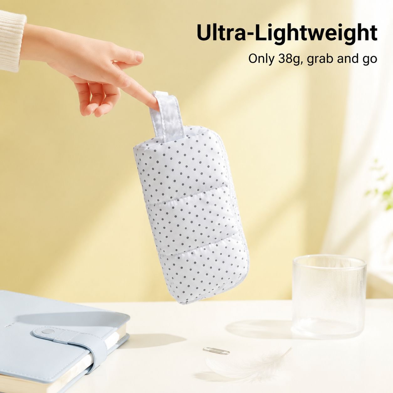 Korean Style Polka Dot Stationery Bag, Portable Handheld Pencil Organizer