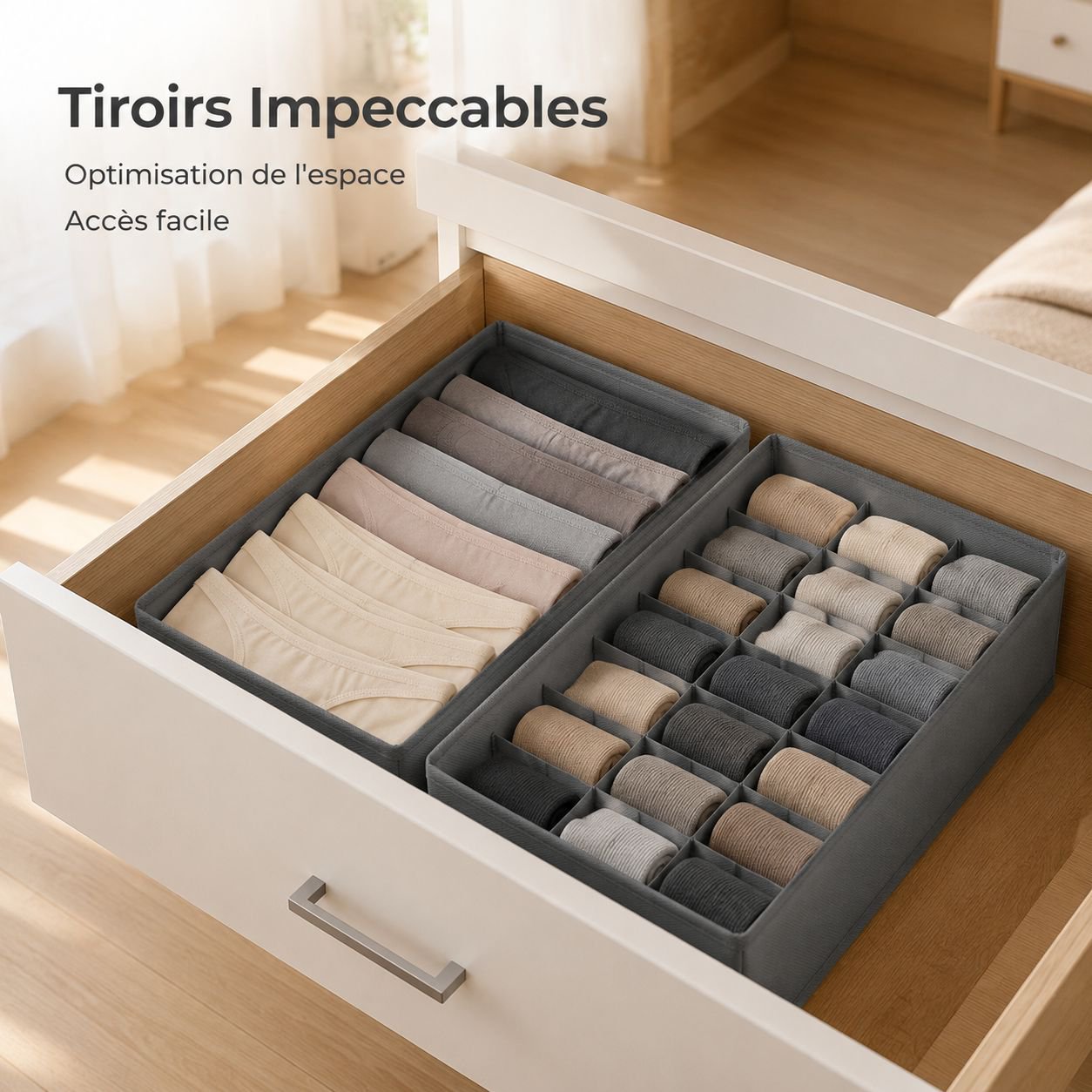Boîte de rangement compartimentée pour sous-vêtements