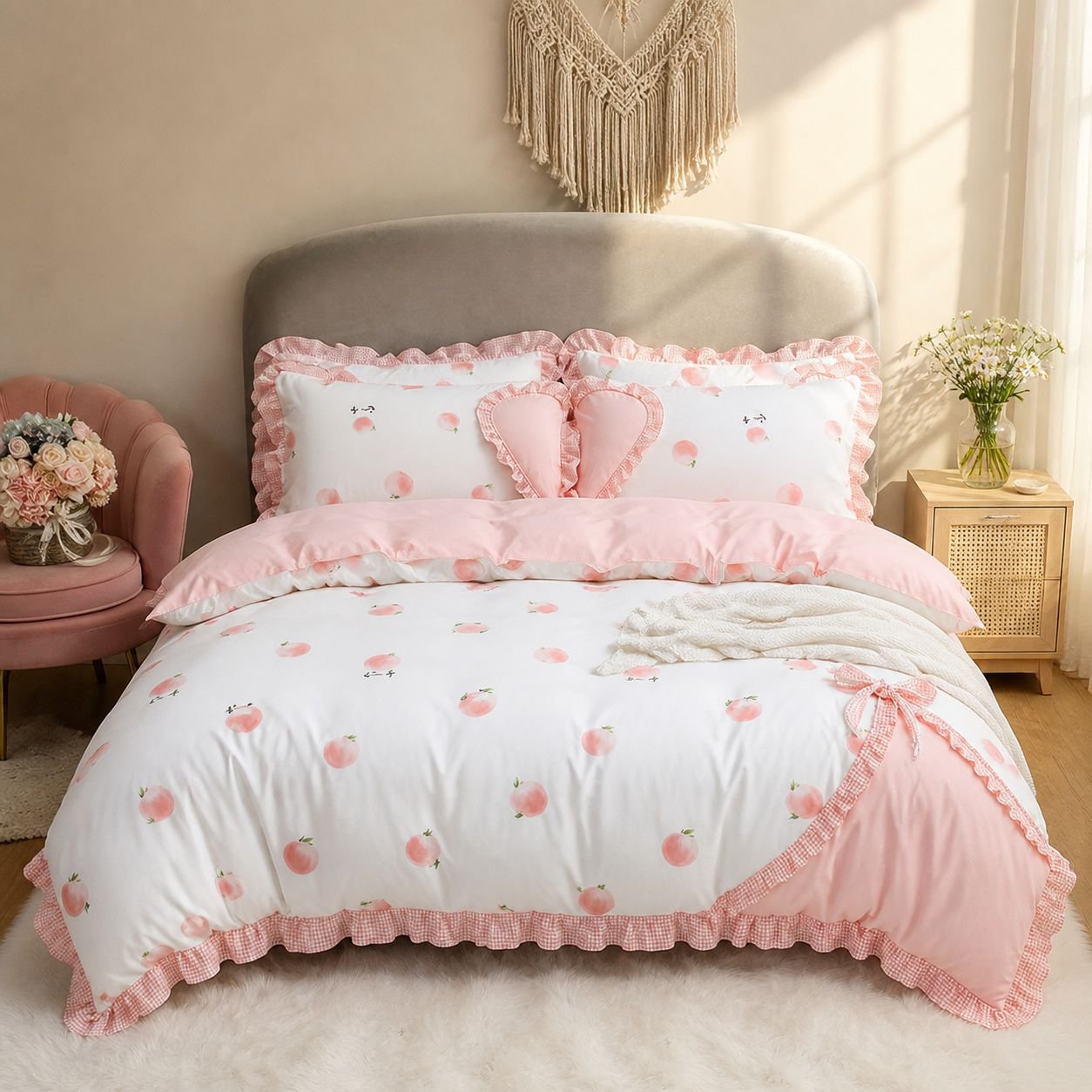 Charming feminine lace bedding for double beds