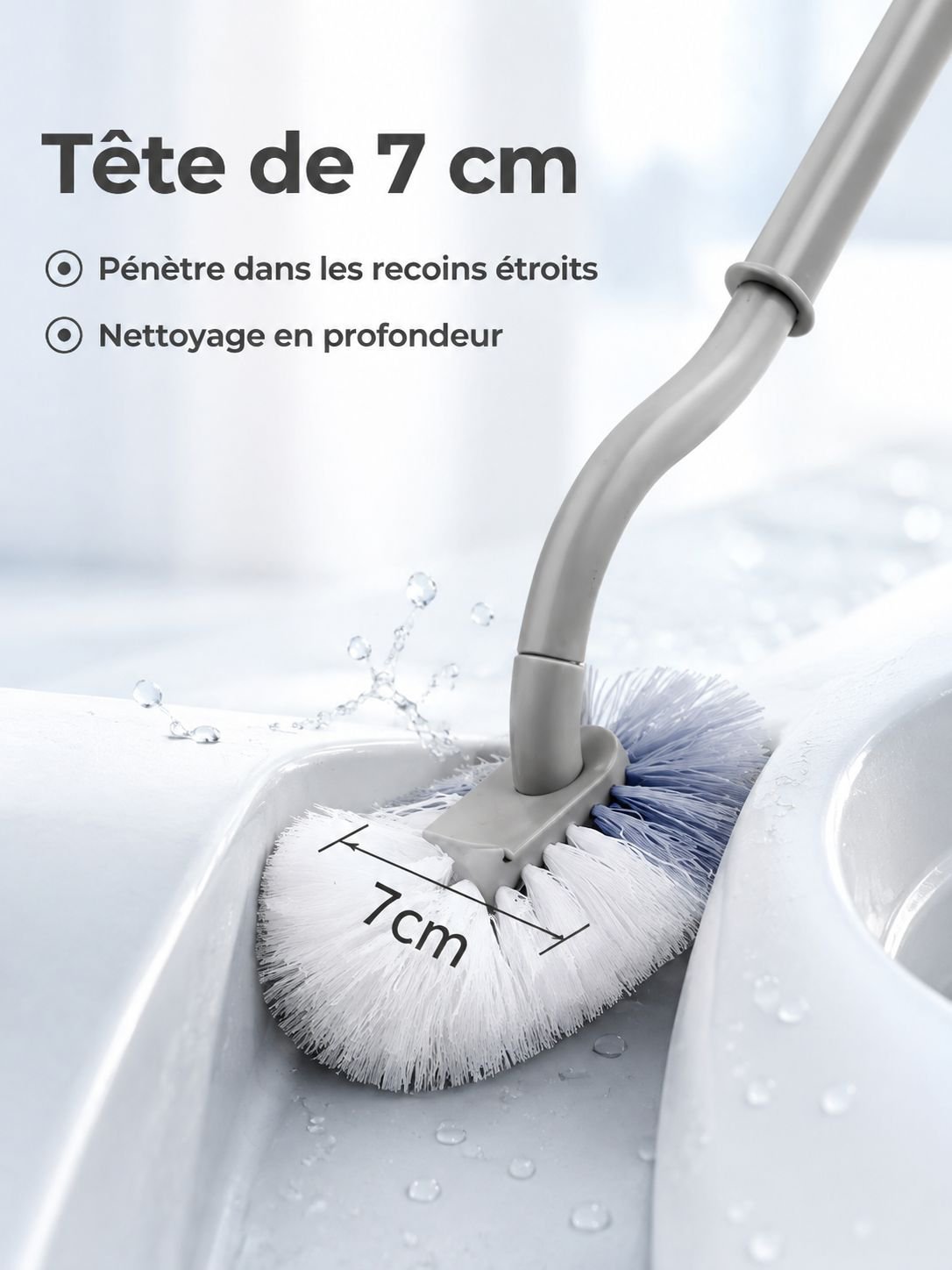 Accessoire de salle de bain : Brosse de toilette en silicone résistant et hygiénique