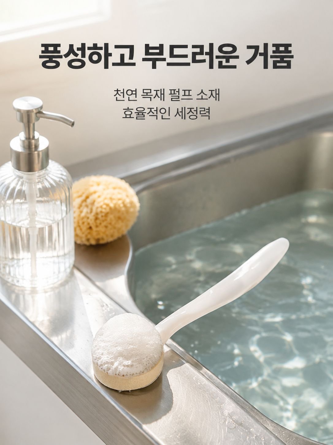 긴 손잡이 목재 펄프 면화통 솔