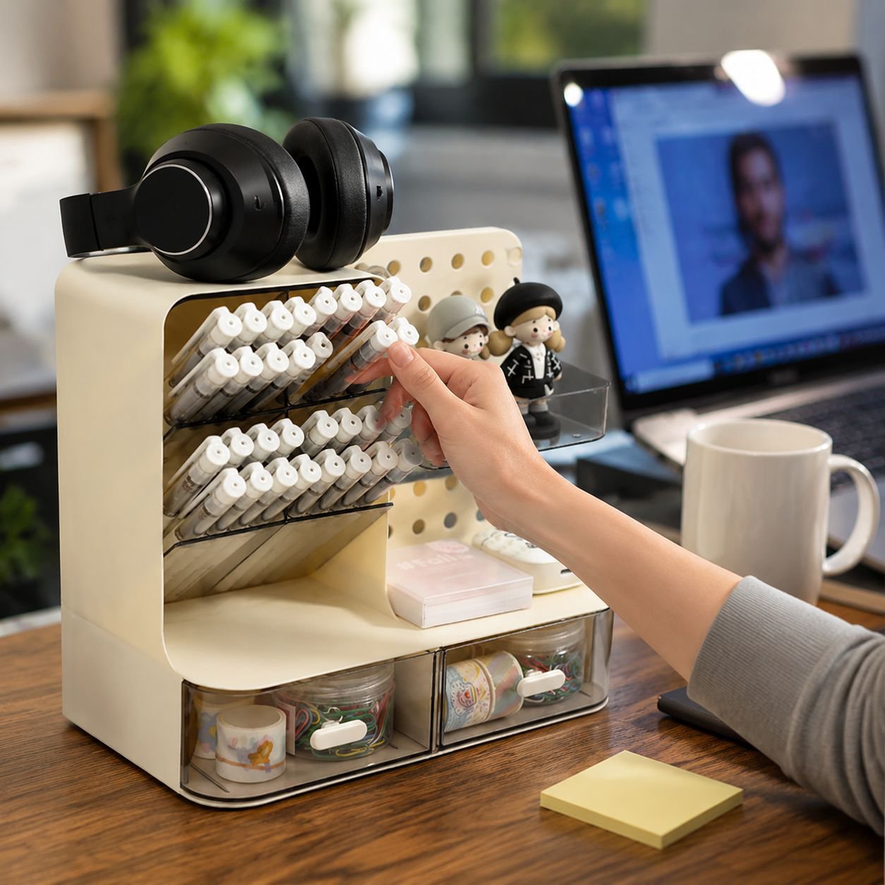 Desk Pegboard Pen Holder Magic Stationery Organizer on office desk