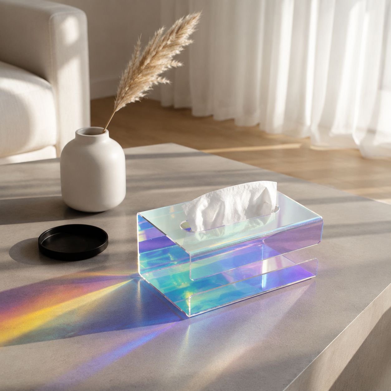 Transparente Aurora Taschentuchaufbewahrungsbox – Für Zuhause, Wohnzimmer, Tisch