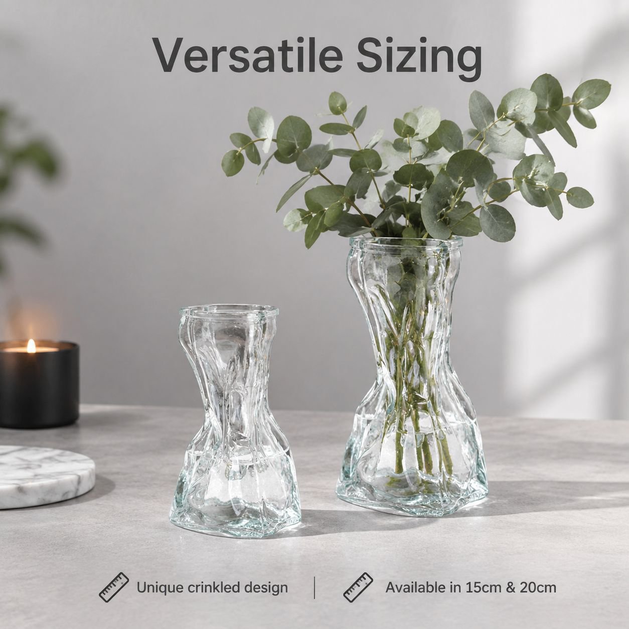 Creative Crystal Glass Vase Coin Bag Shape Flower Planter Indoor Decoration