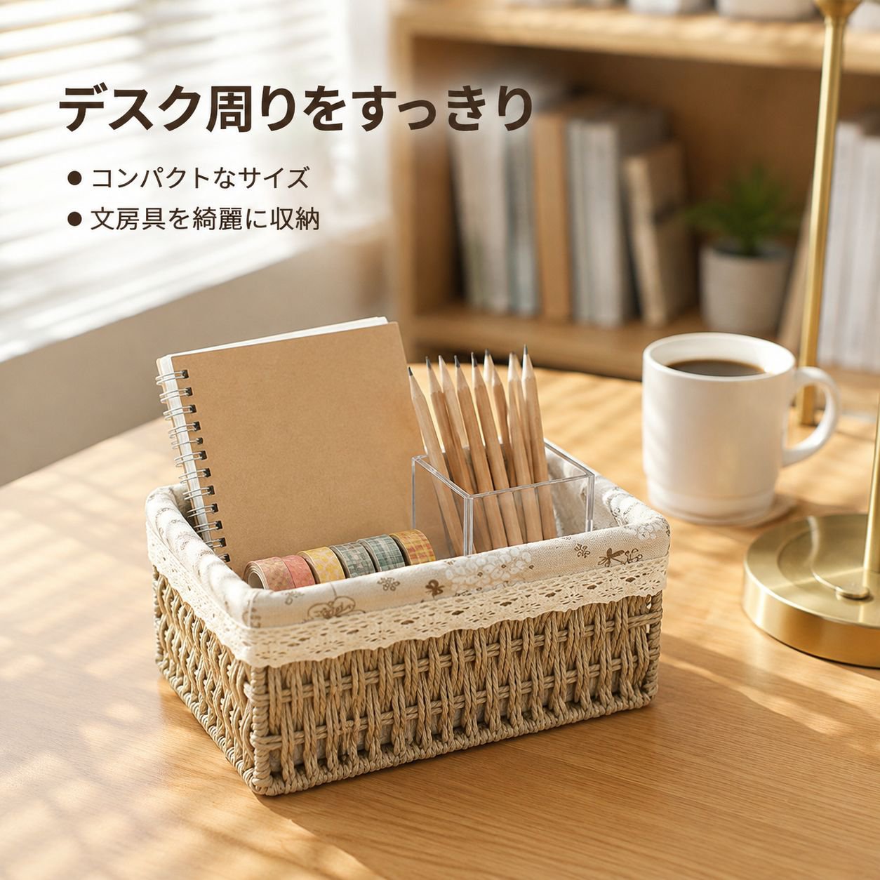 家庭用デスクトップ布製収納バスケット