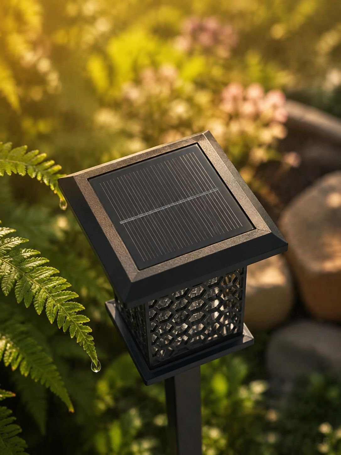 Compact ground installation solar light with mosquito trap