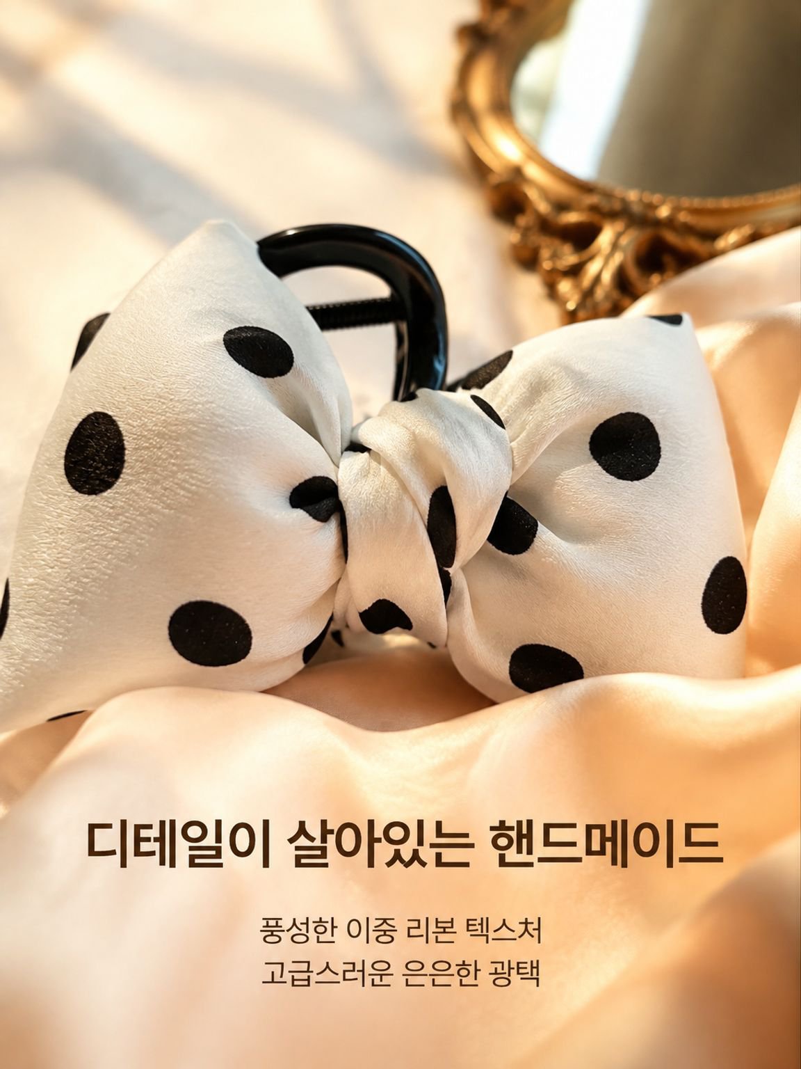 고급스러운 도트 리본 헤어클립