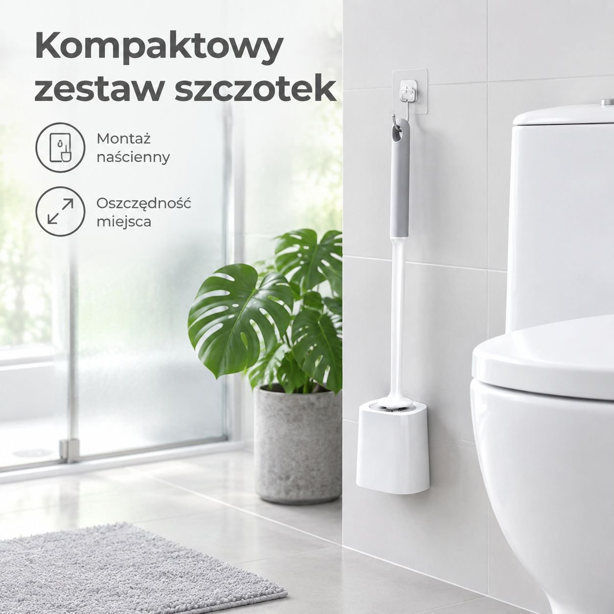 Ścienna szczotka toaletowa z pojemnikiem do gruntownego czyszczenia